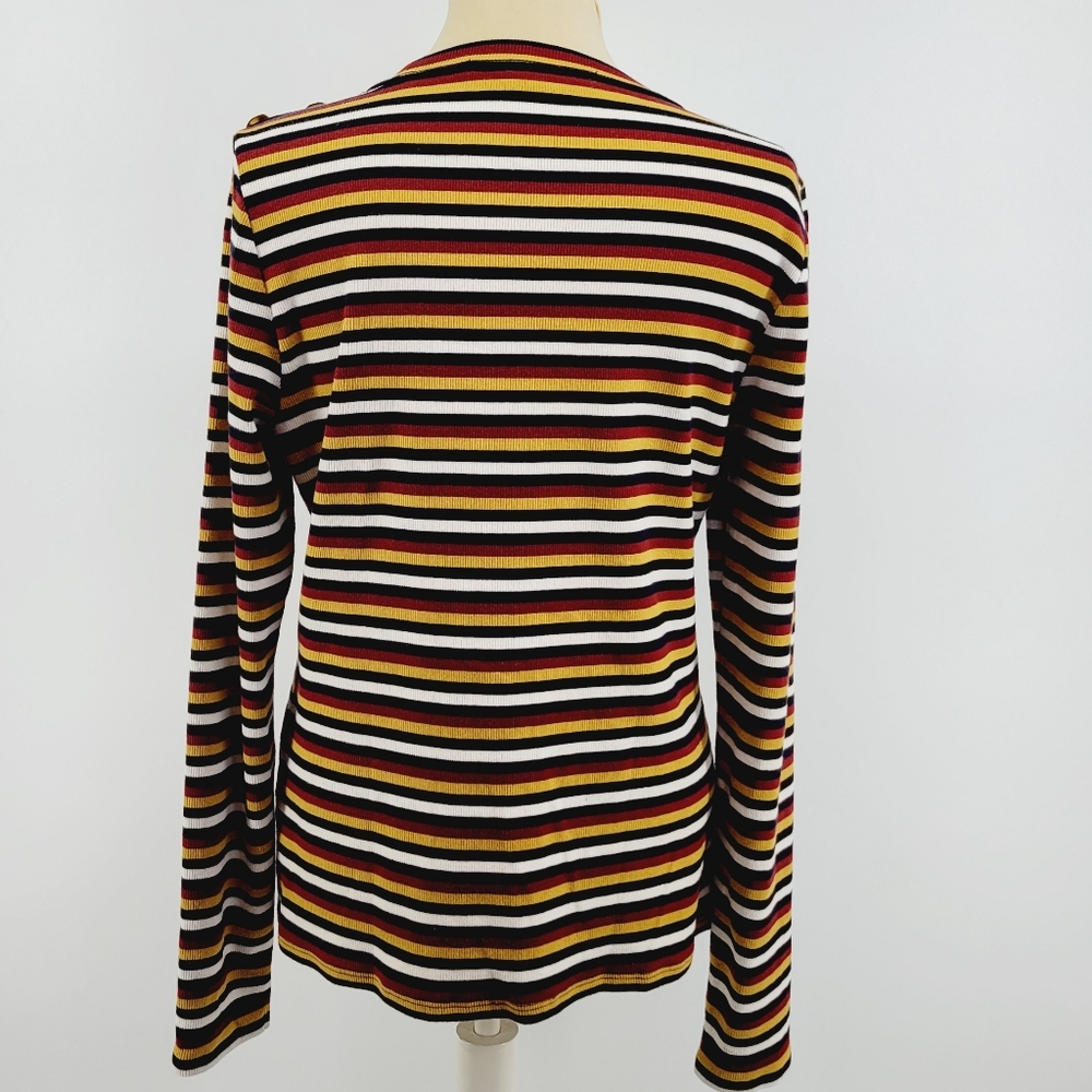 Veronica Beard Mayer Button-Shoulder Striped Long… - image 8